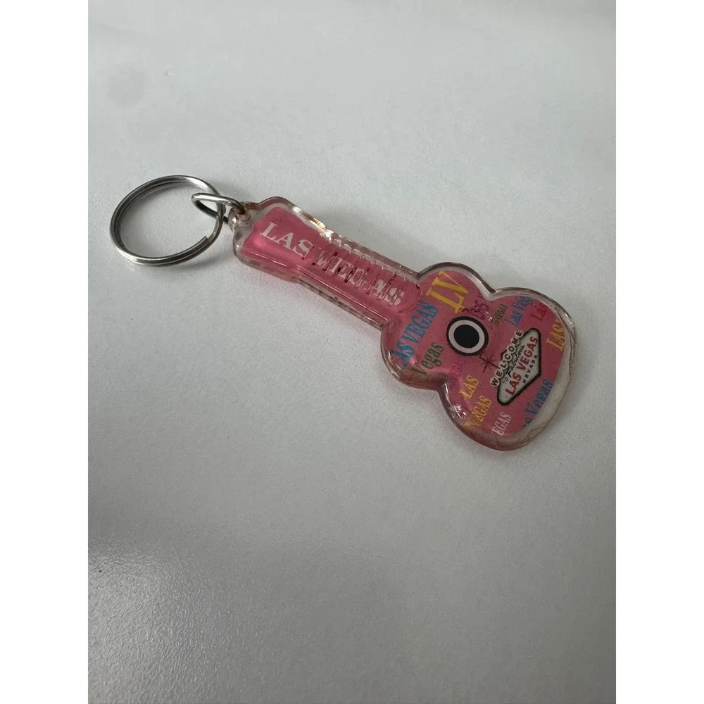 Las Vegas Pink Guitar‎ Acrylic Keychain Souvenir Welcome to Las Vegas Sign LV